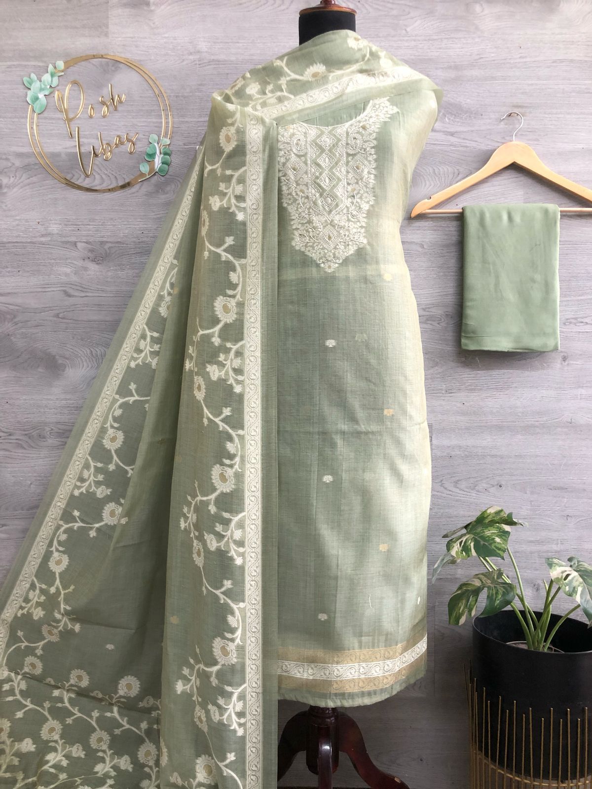 Cotton Jamdani Handworked Suit (3-Piece Set)