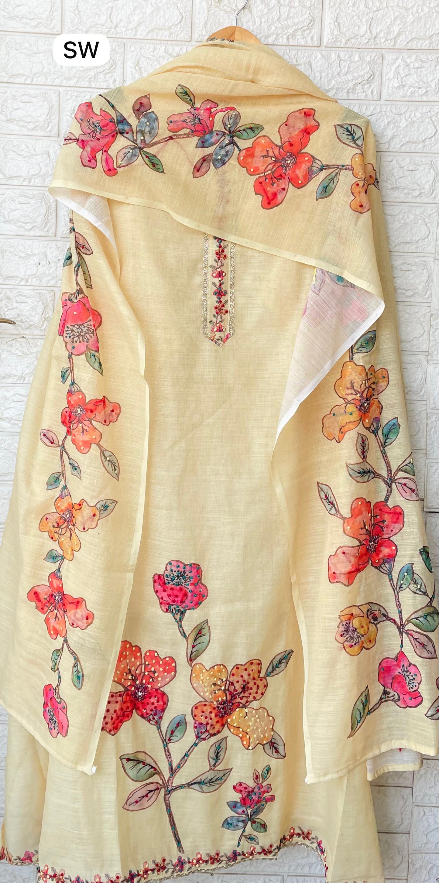 Linen Digital Print & Embroidered Unstitched Set