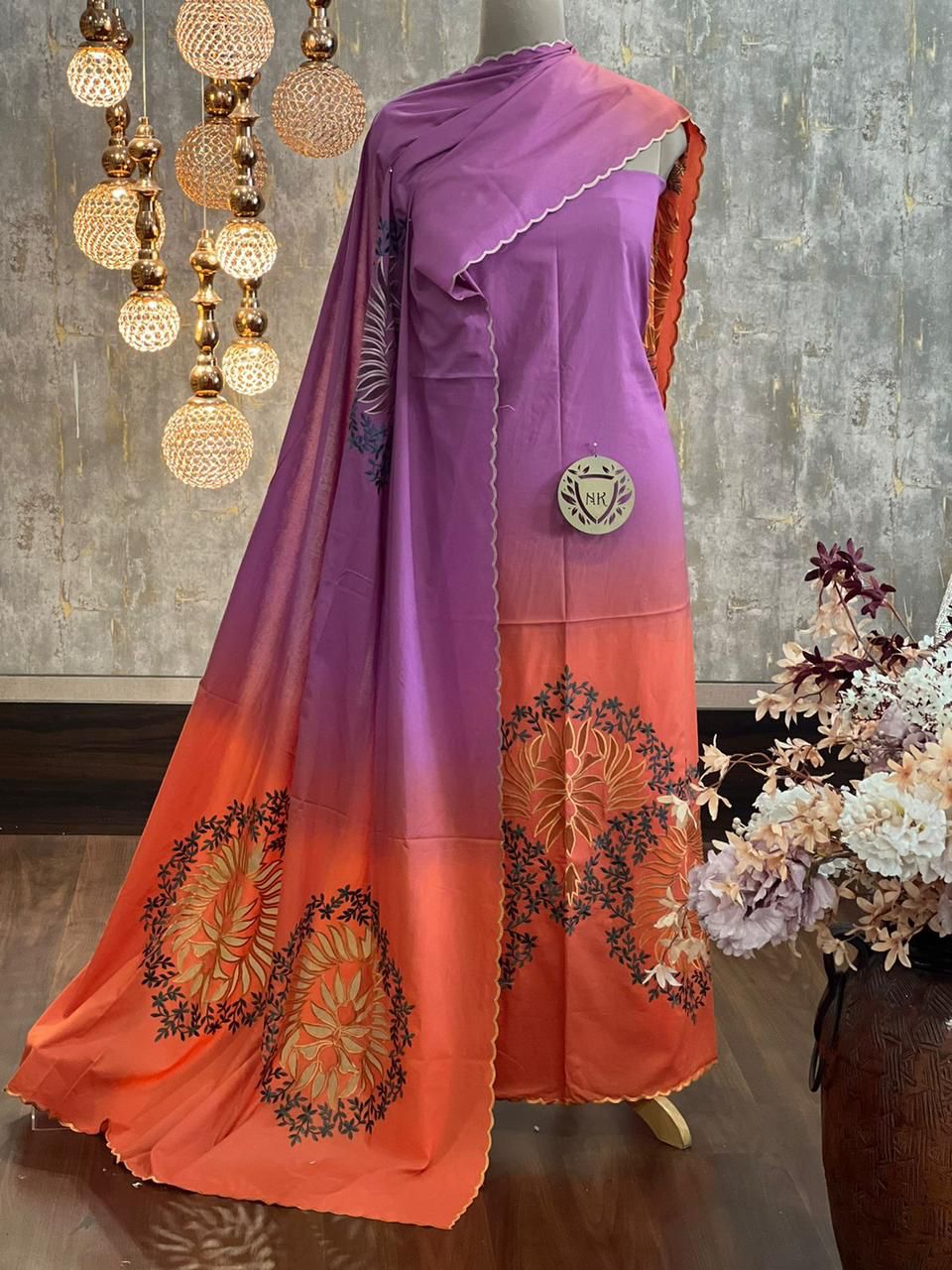 Tie-Dye Cotton Kurta & Kota Dupatta Set