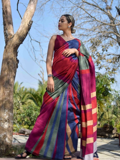 Best Quality New Khadi Cotton Colour Bar Saree