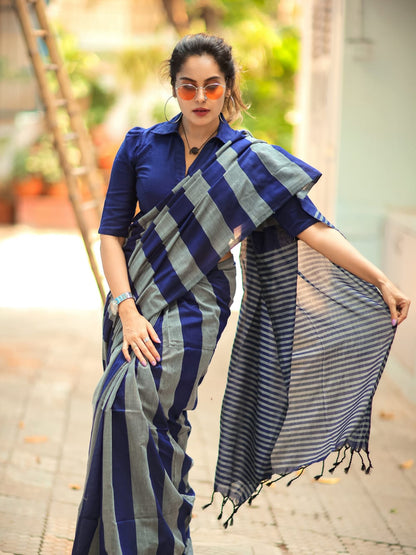 Best Quality New Khadi Cotton Colour Bar Saree