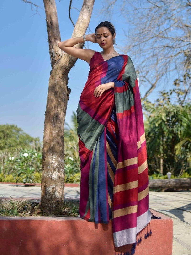 Best Quality New Khadi Cotton Colour Bar Saree