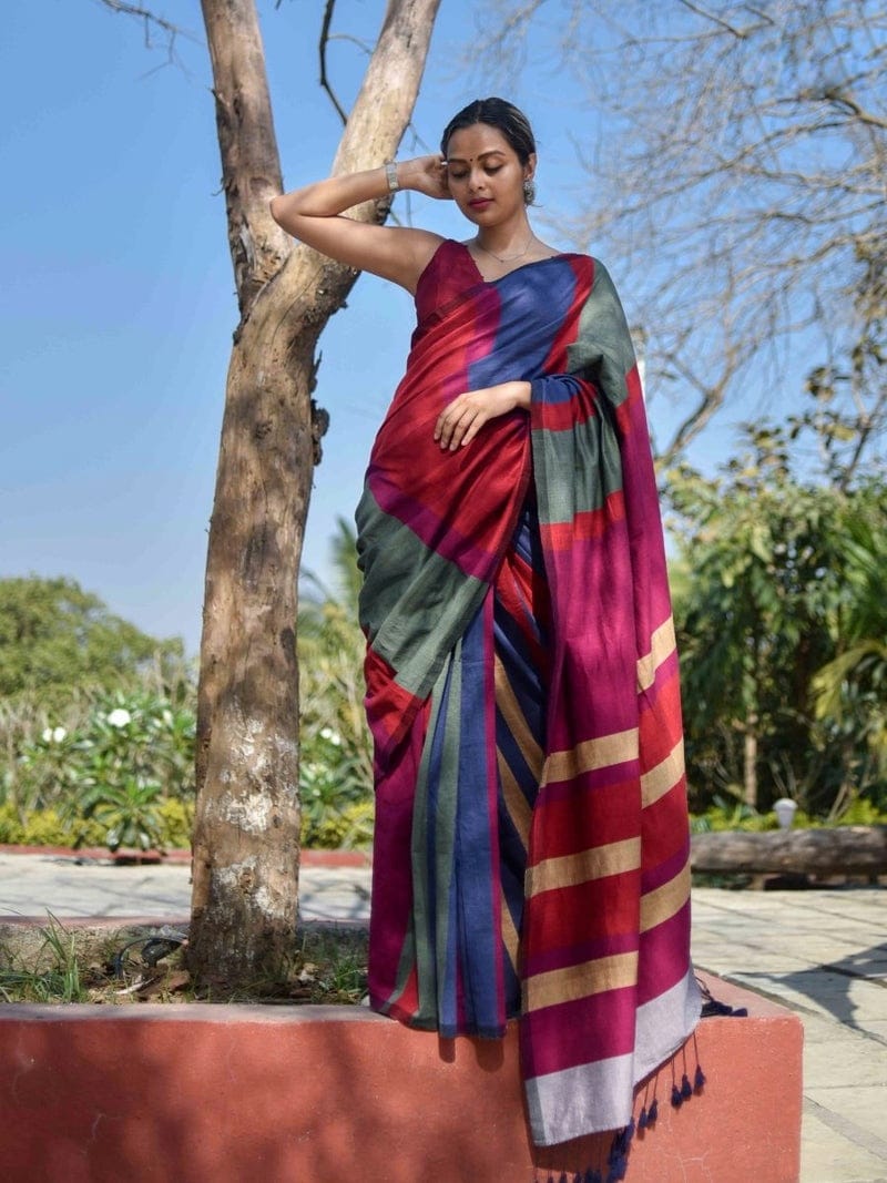 Best Quality New Khadi Cotton Colour Bar Saree