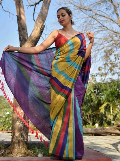 Best Quality New Khadi Cotton Colour Bar Saree