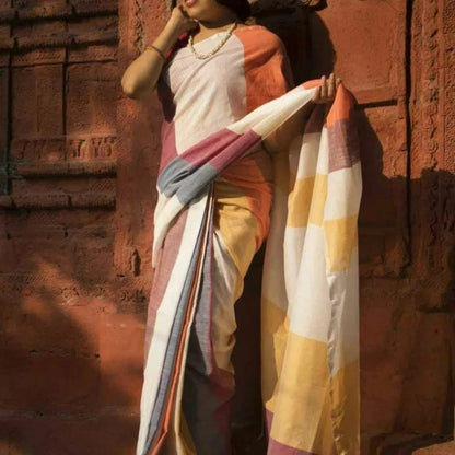 Best Quality New Khadi Cotton Colour Bar Saree