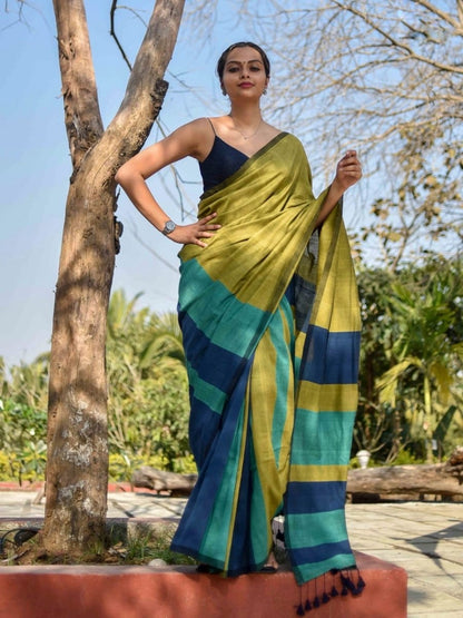 Best Quality New Khadi Cotton Colour Bar Saree