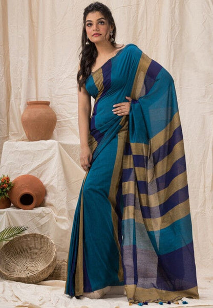 Best Quality New Khadi Cotton Colour Bar Saree