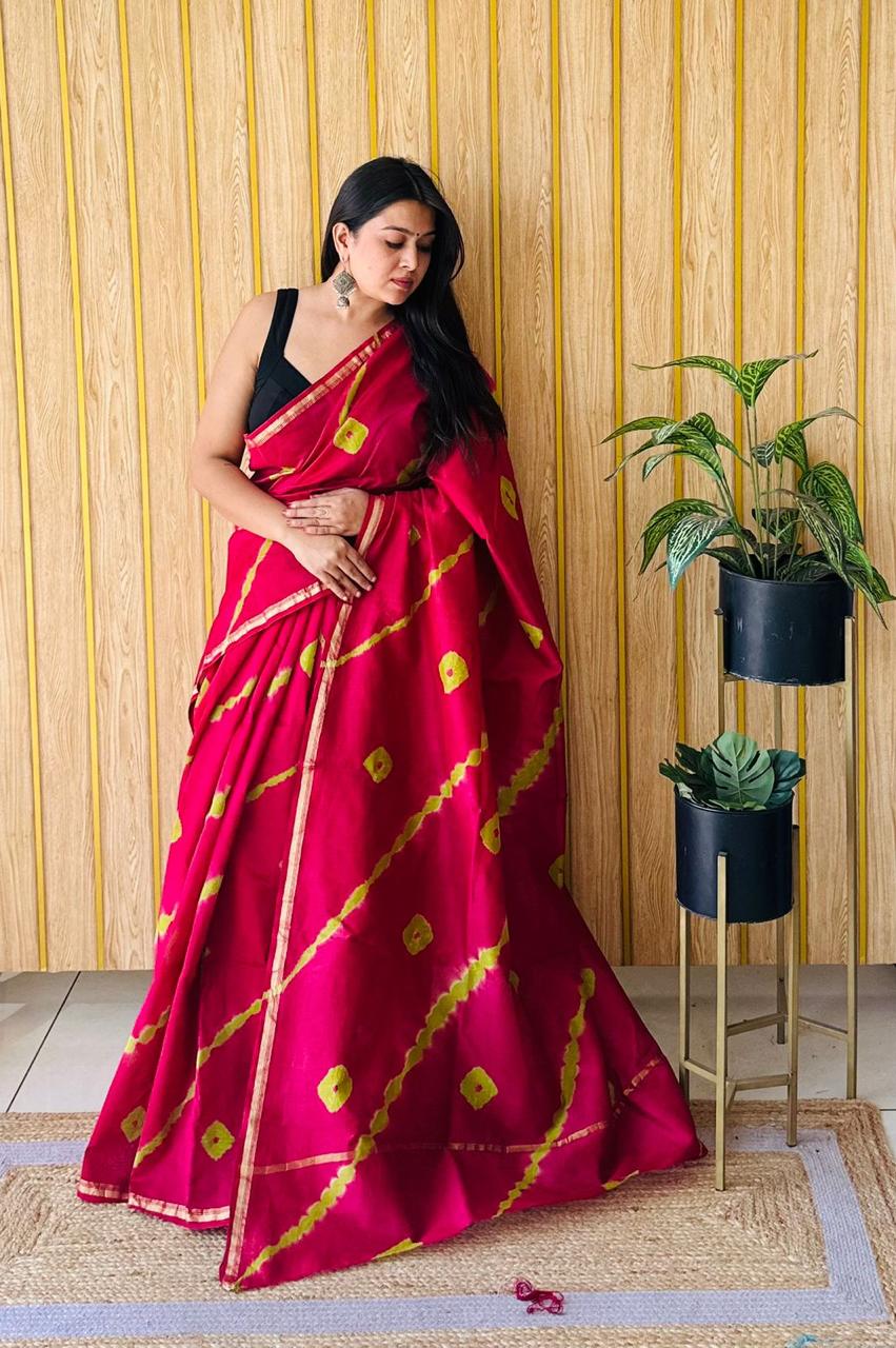 Handblock Printed Bagru Pure Chanderi Saree