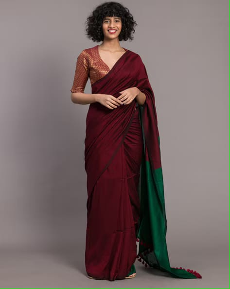 Best Quality New Khadi Cotton Colour Bar Saree