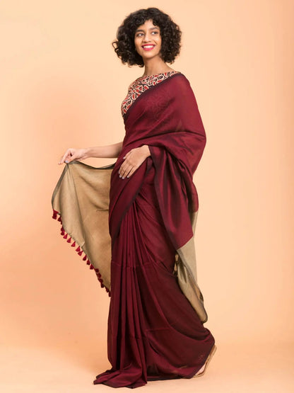 Best Quality New Khadi Cotton Colour Bar Saree