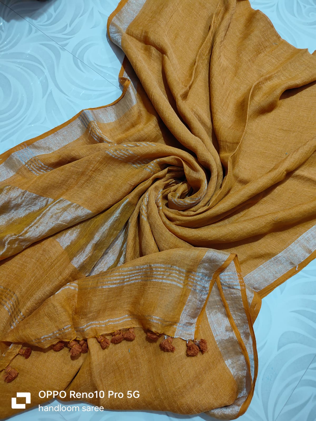 Pure Jayasree Linen Saree with Zari Border