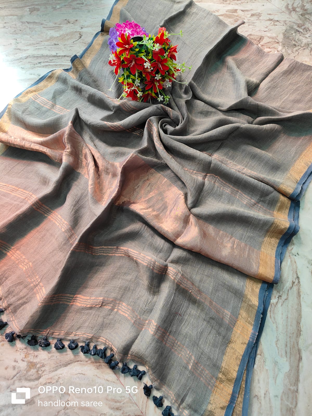 Pure Jayasree Linen Saree with Zari Border