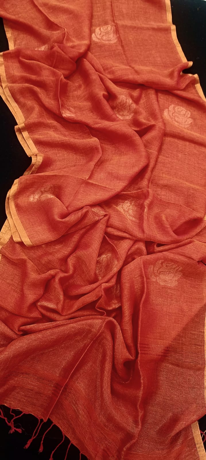 Exclusive Pure Linen by Linen Handwoven Saree