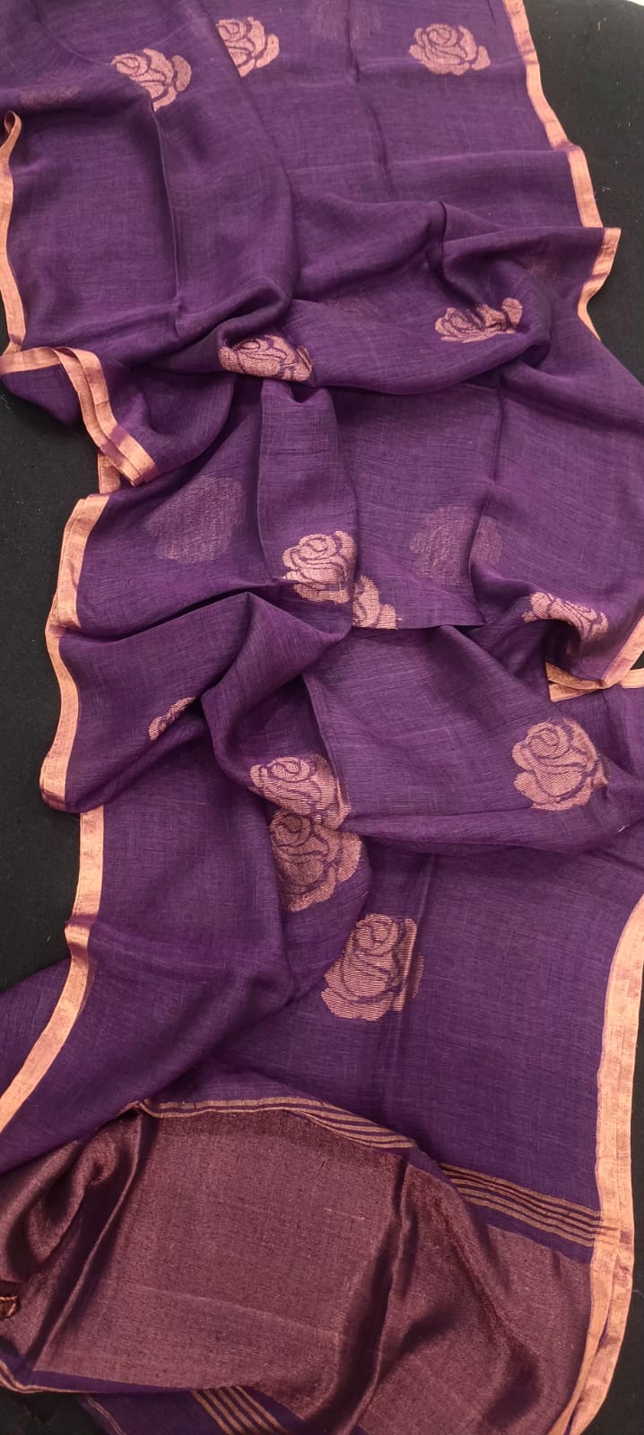 Exclusive Pure Linen by Linen Handwoven Saree