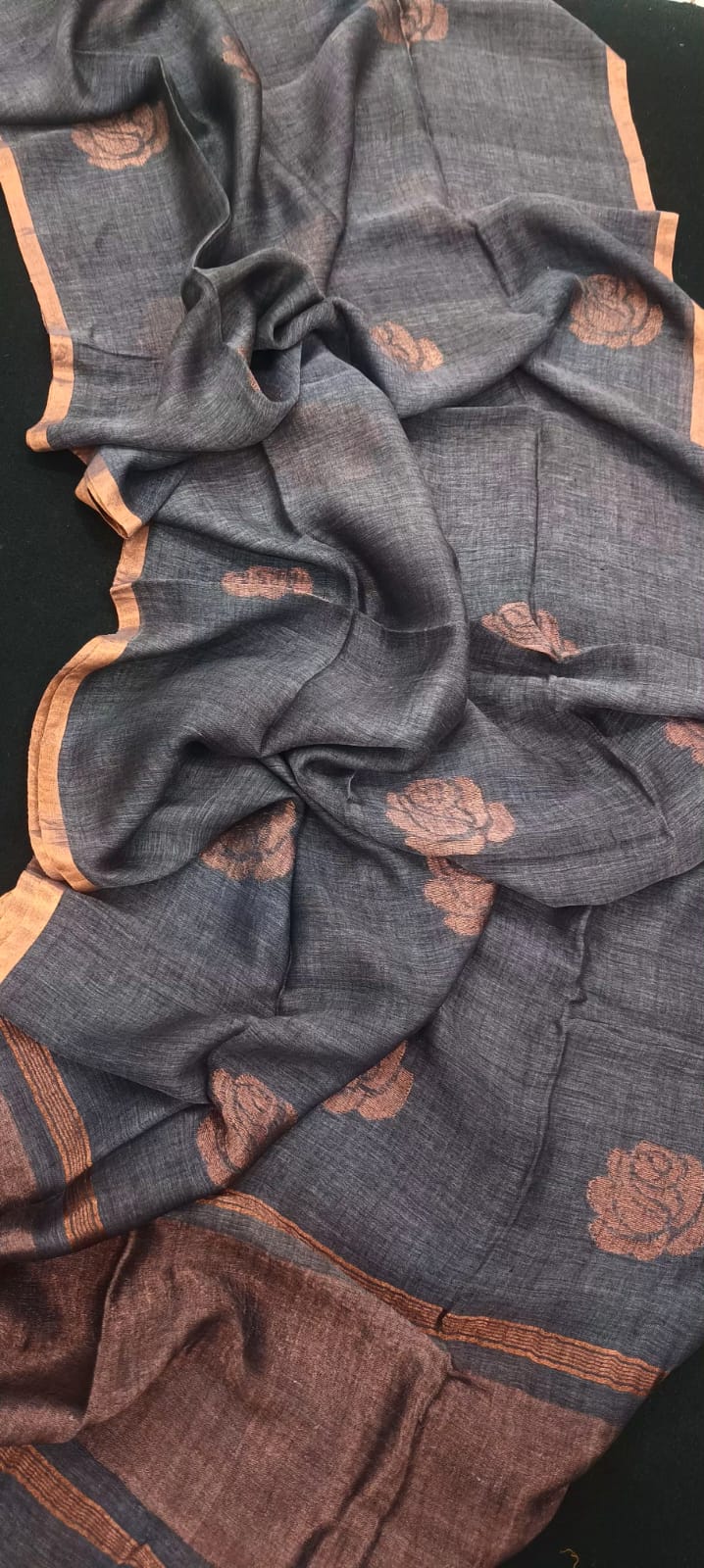 Exclusive Pure Linen by Linen Handwoven Saree