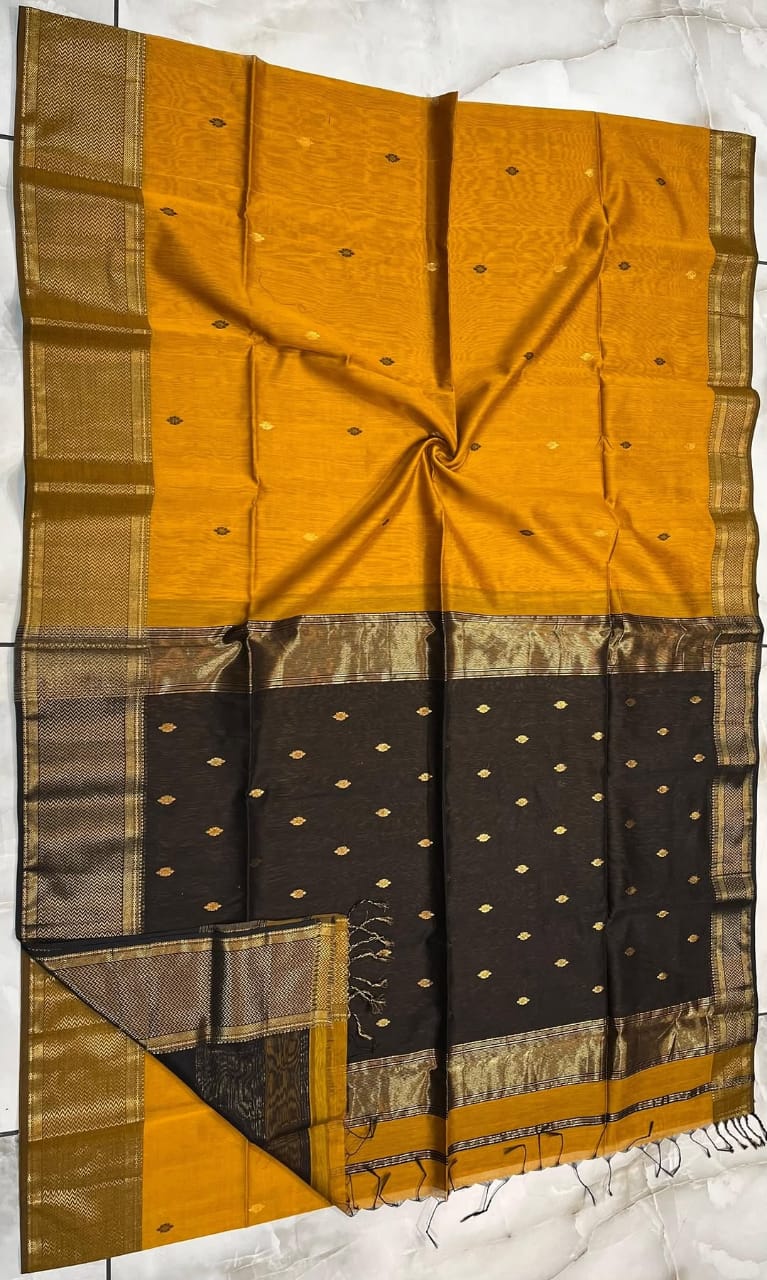 New Maheshwari Handloom Cotton-Silk Saree with Meena Buti Motifs