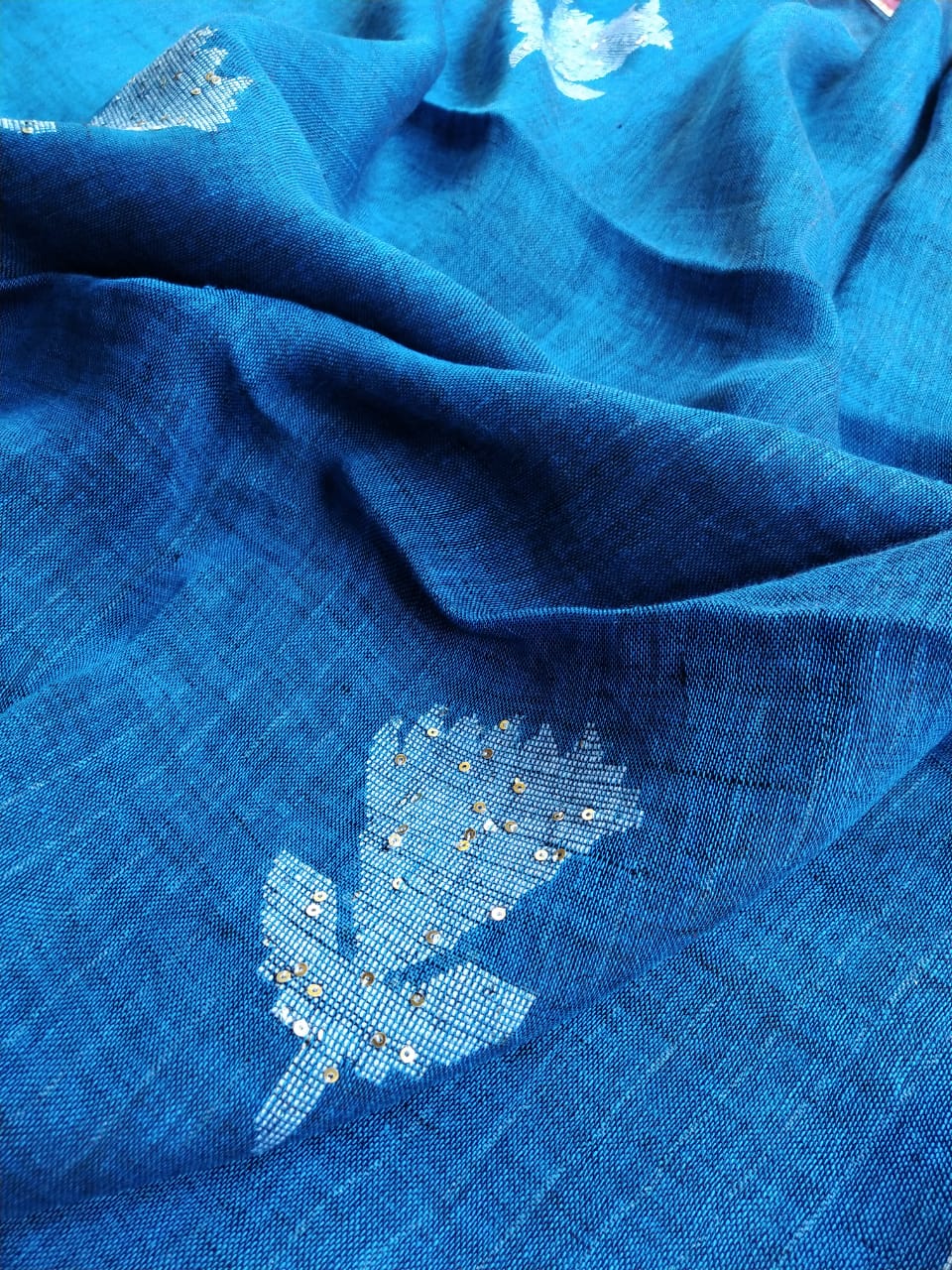 Pure Linen by Linen Handwoven Jamdani Saree