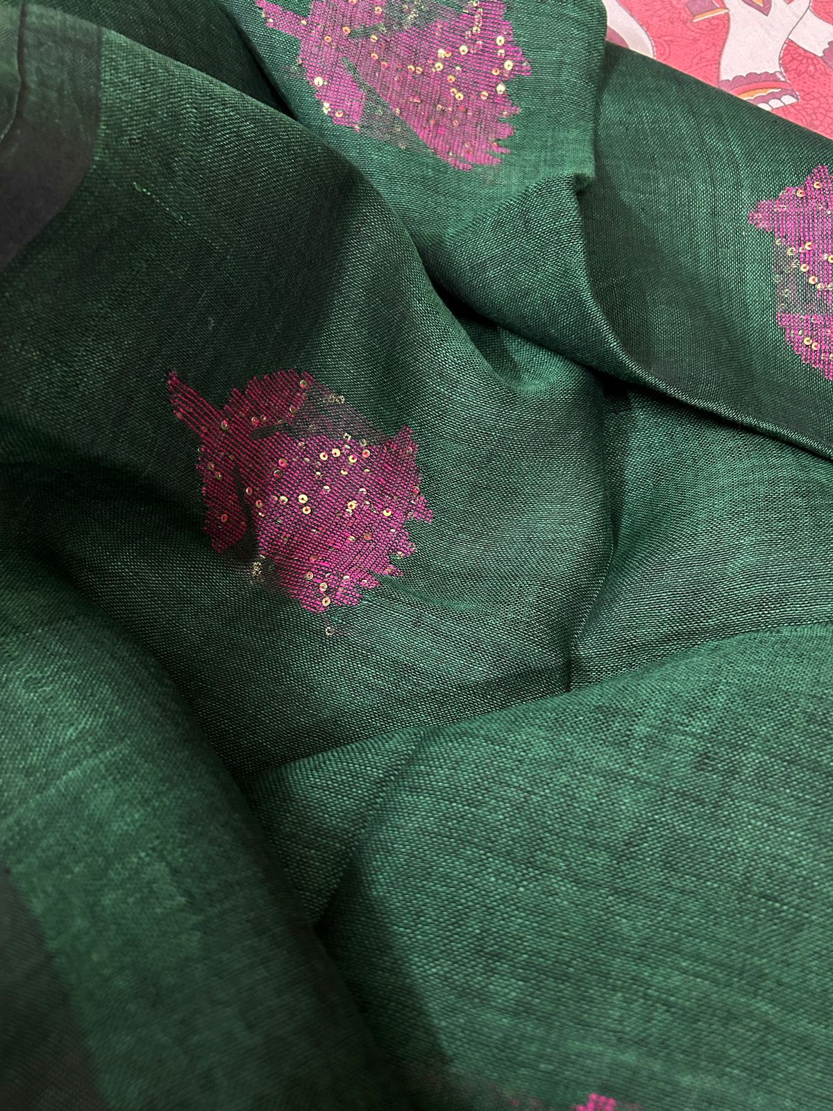 Pure Linen by Linen Handwoven Jamdani Saree