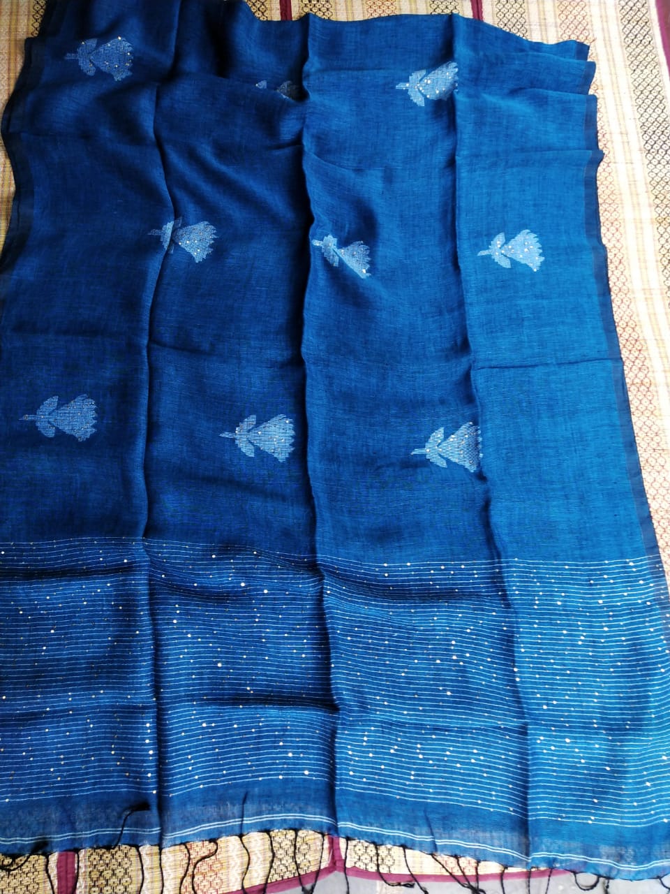 Pure Linen by Linen Handwoven Jamdani Saree