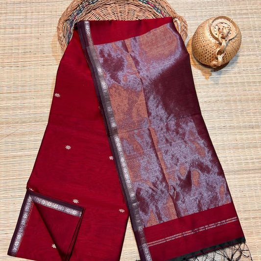 New Maheshwari Handloom Cotton-Silk Saree with Star Motifs