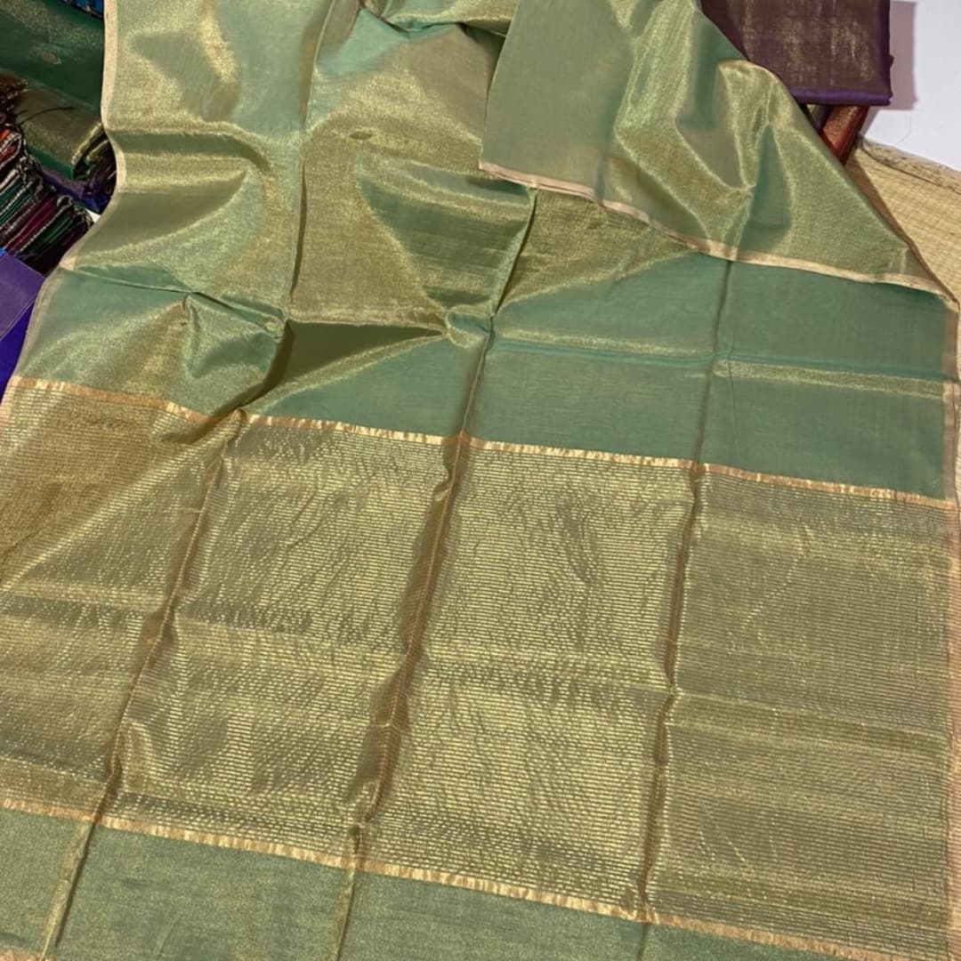 Pure Maheshwari Handloom Handwoven Tissue Saree