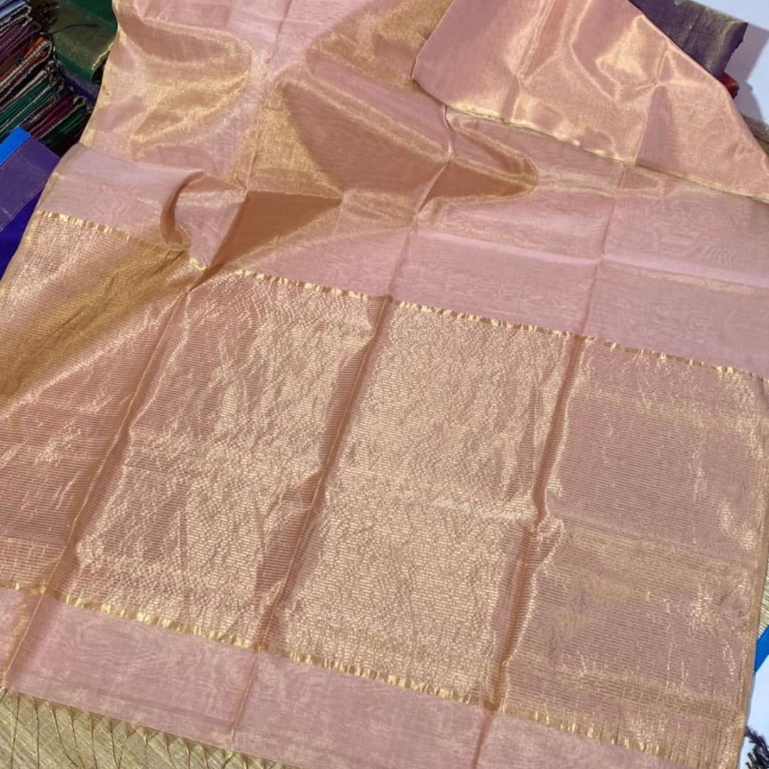 Pure Maheshwari Handloom Handwoven Tissue Saree