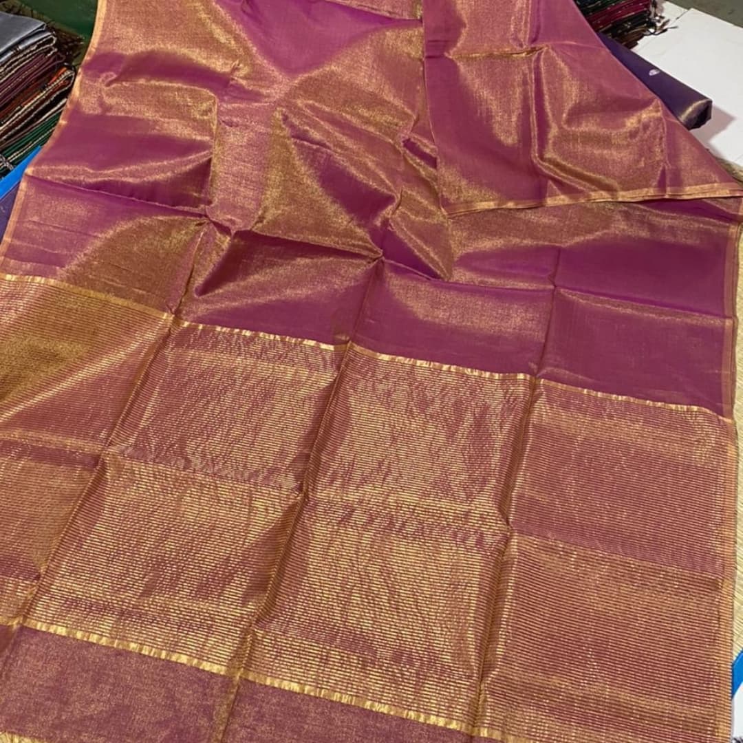 Pure Maheshwari Handloom Handwoven Tissue Saree