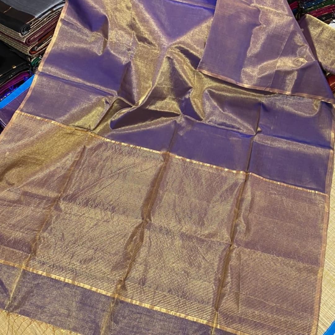 Pure Maheshwari Handloom Handwoven Tissue Saree