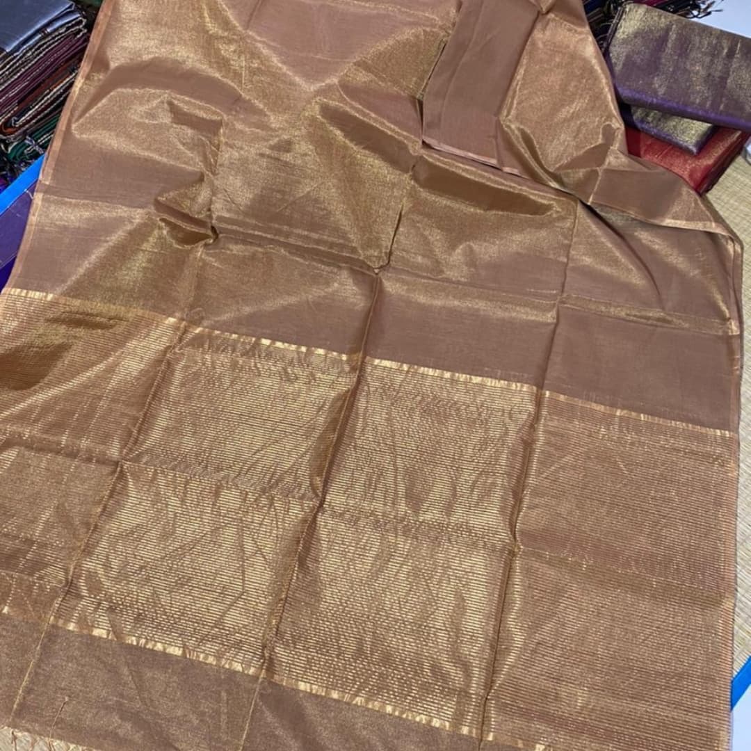 Pure Maheshwari Handloom Handwoven Tissue Saree