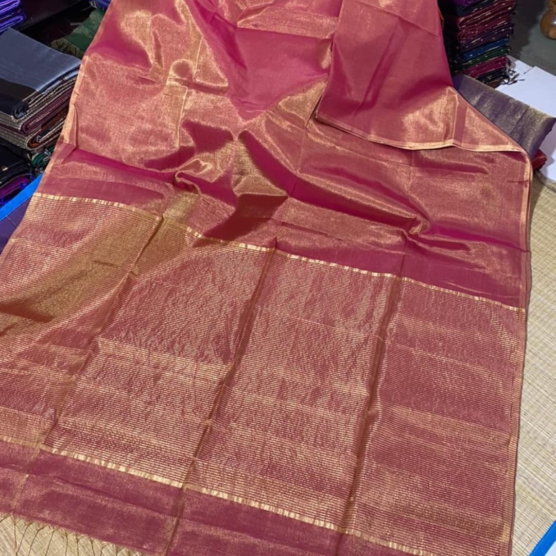 Pure Maheshwari Handloom Handwoven Tissue Saree