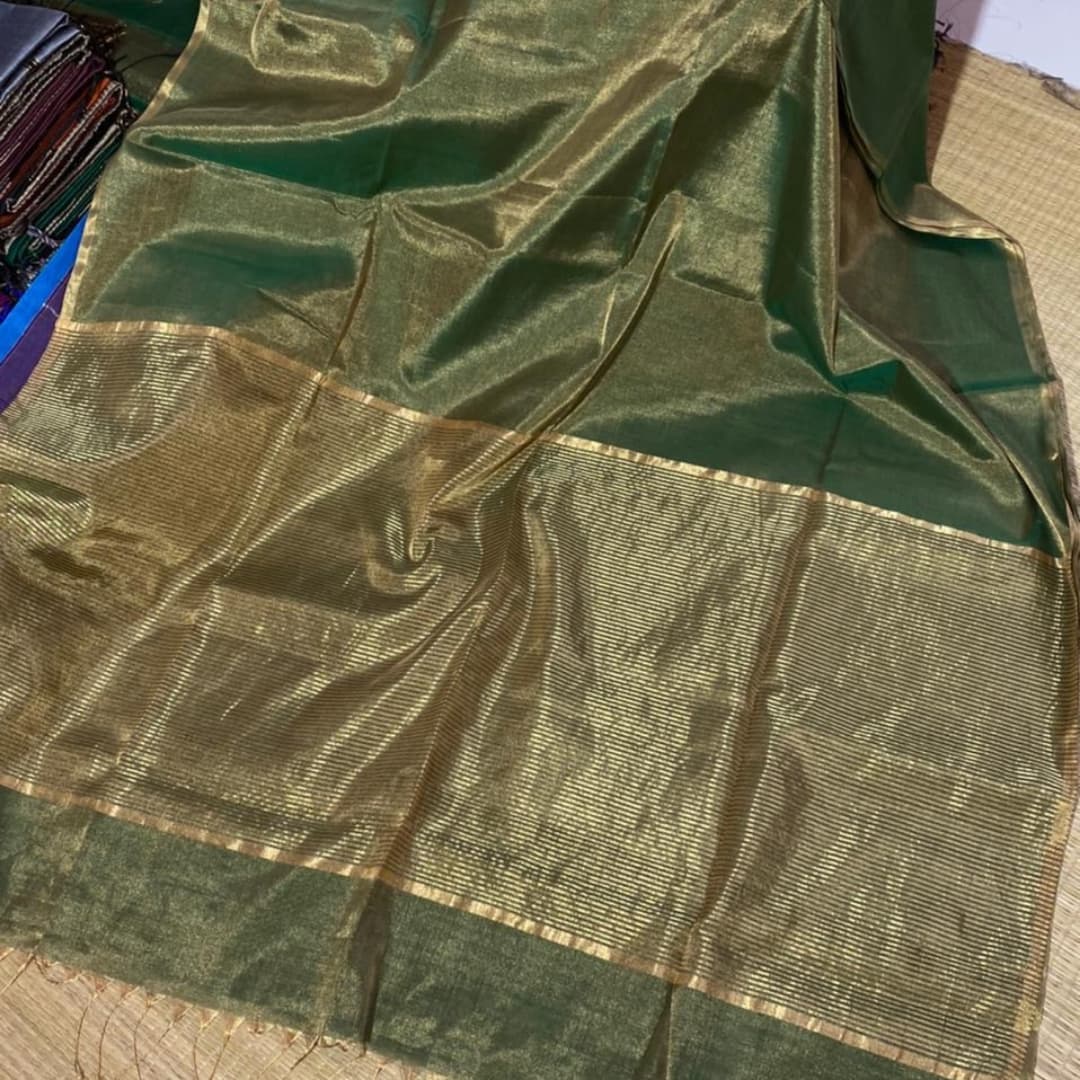 Pure Maheshwari Handloom Handwoven Tissue Saree