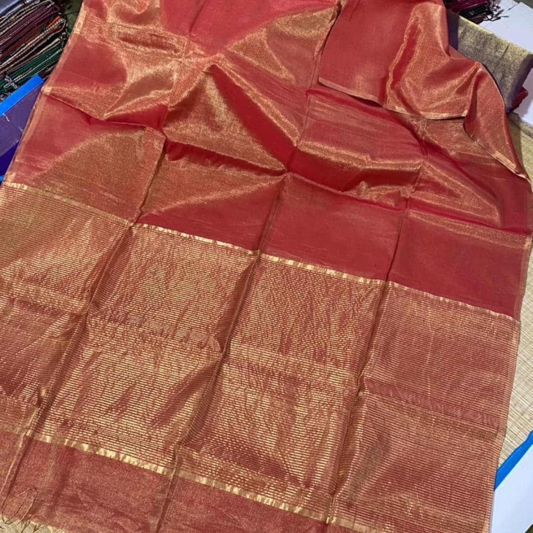 Pure Maheshwari Handloom Handwoven Tissue Saree