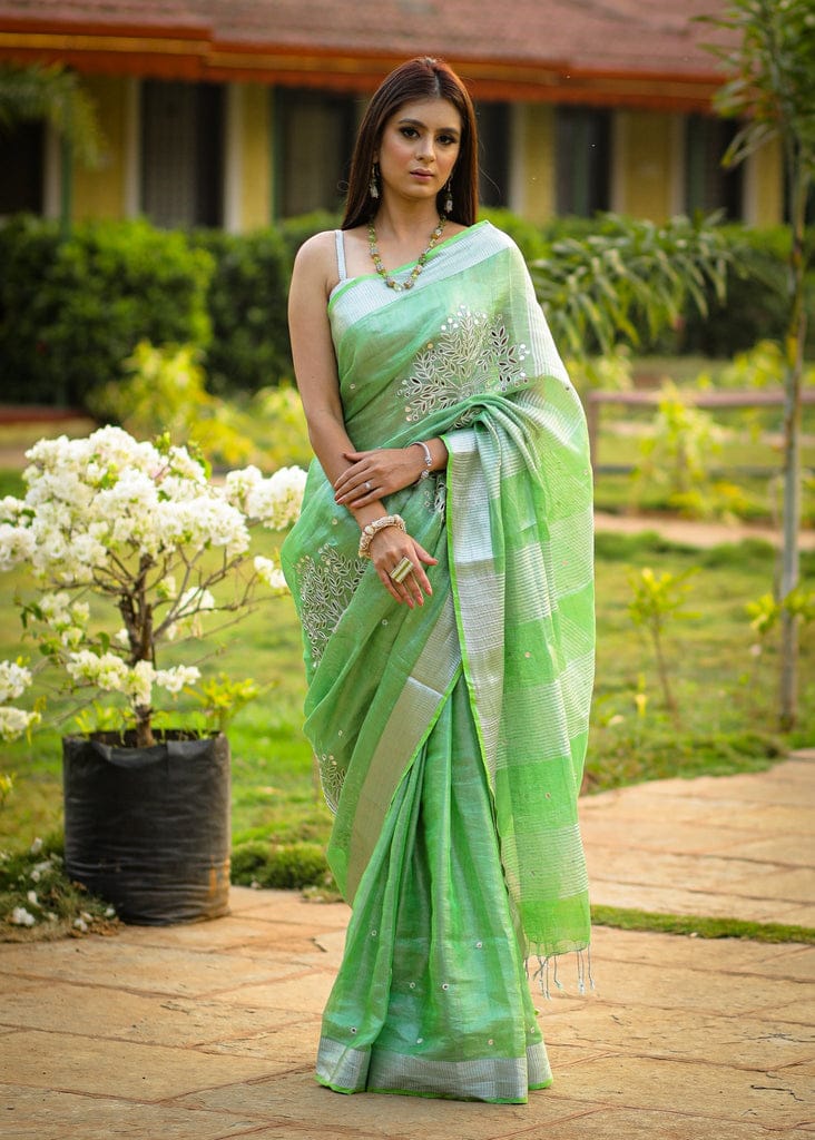 Pure Tissue Linen Saree