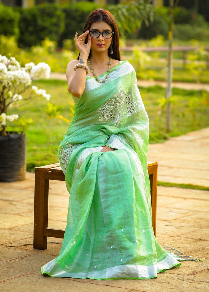 Pure Tissue Linen Saree