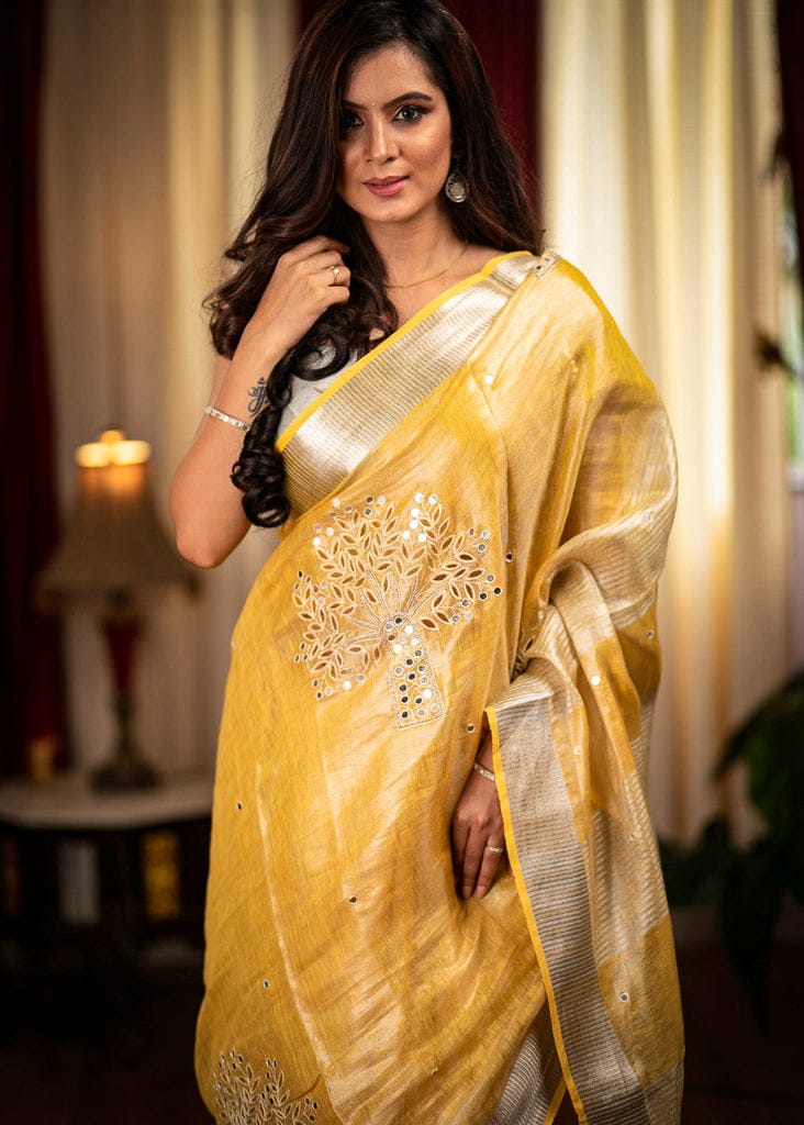 Pure Tissue Linen Saree