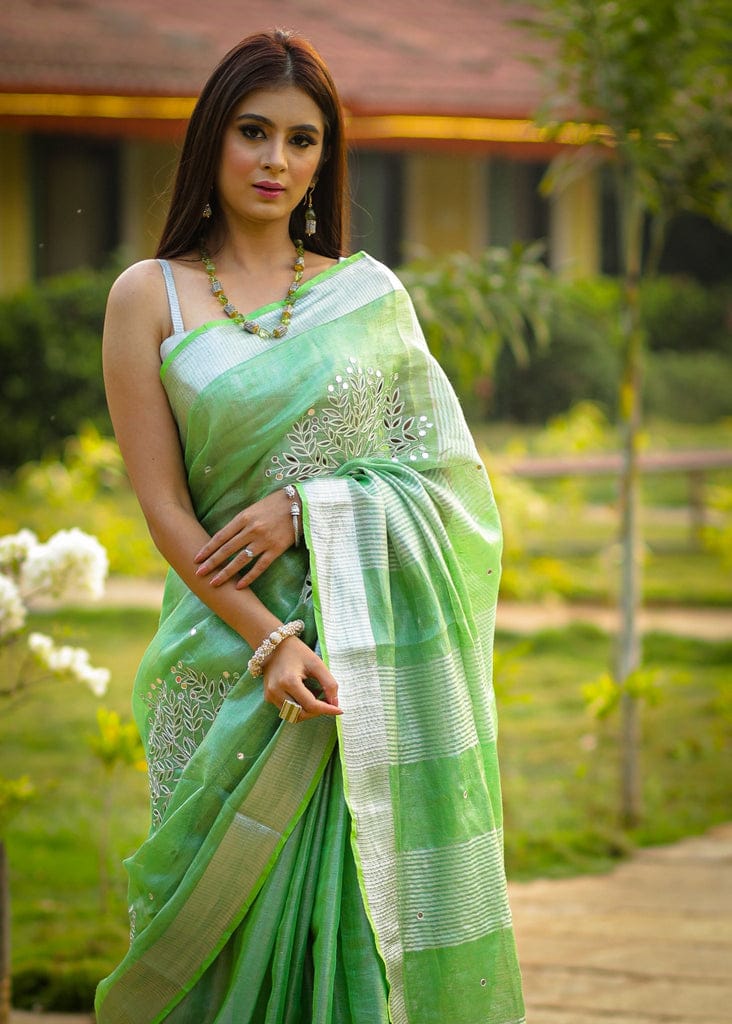 Pure Tissue Linen Saree