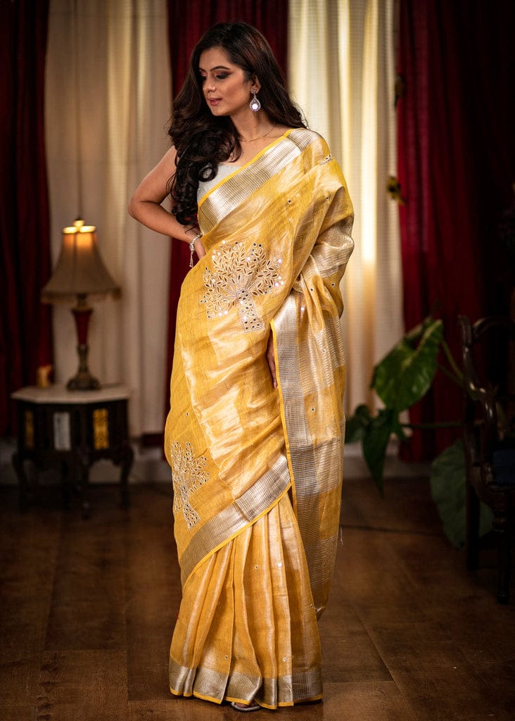 Pure Tissue Linen Saree