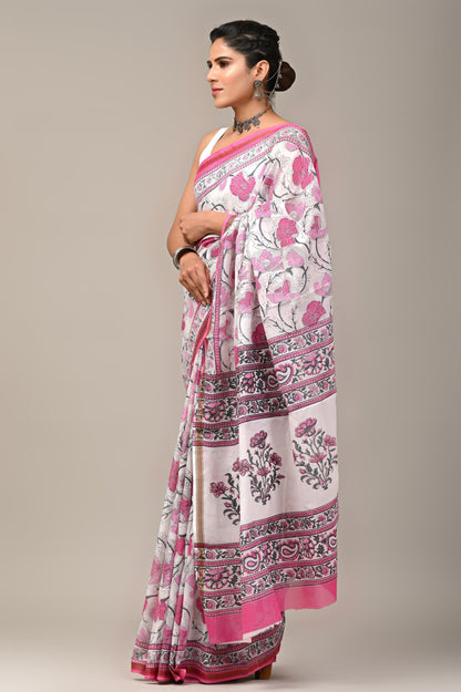 Floral Handmade Cotton Zari Sarees