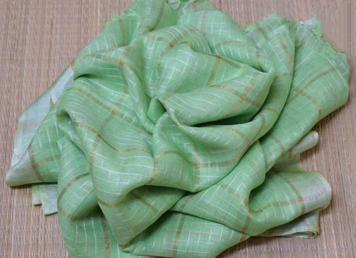 Pure Linen Weaving Mini Checks Saree