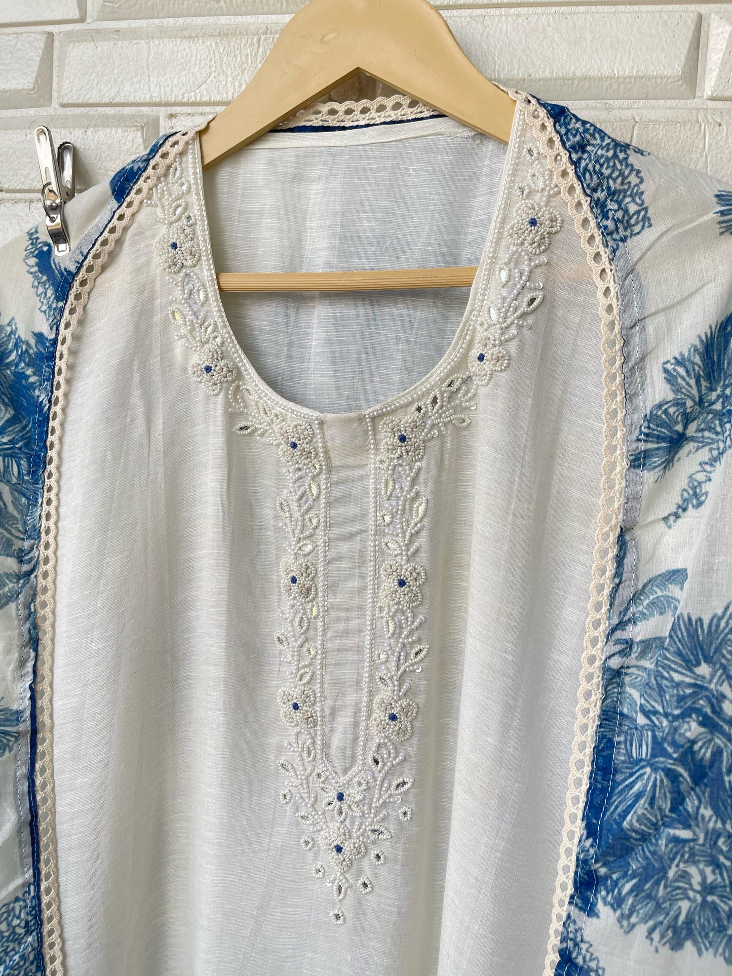 Linen Cotton Embroidered Suit Set