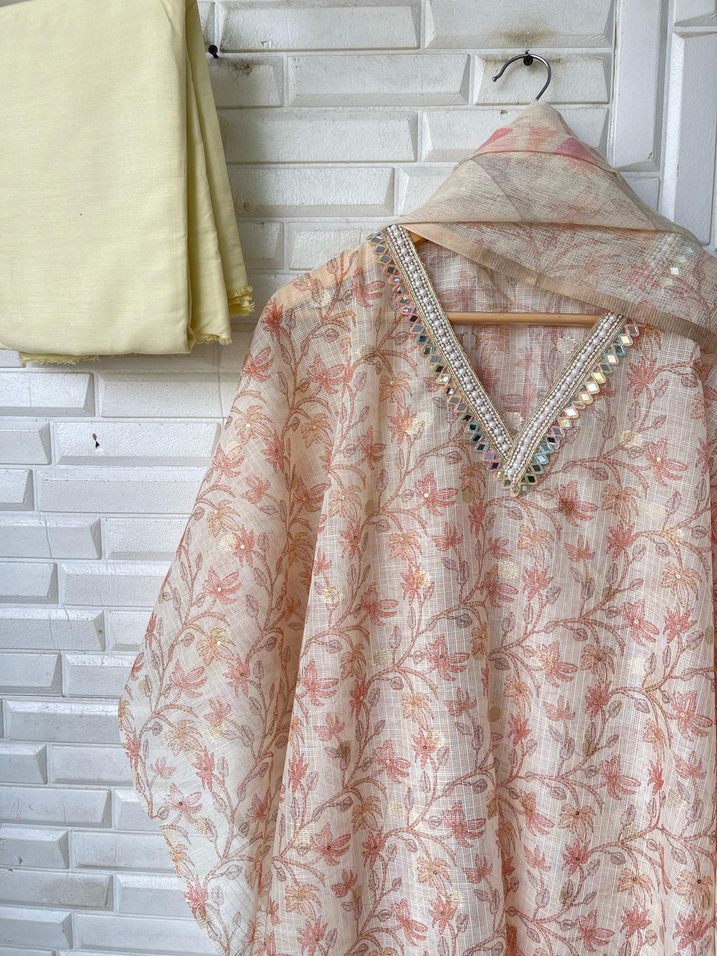 Three Stunning Colors - Banarasi Kora Cotton Suit Set