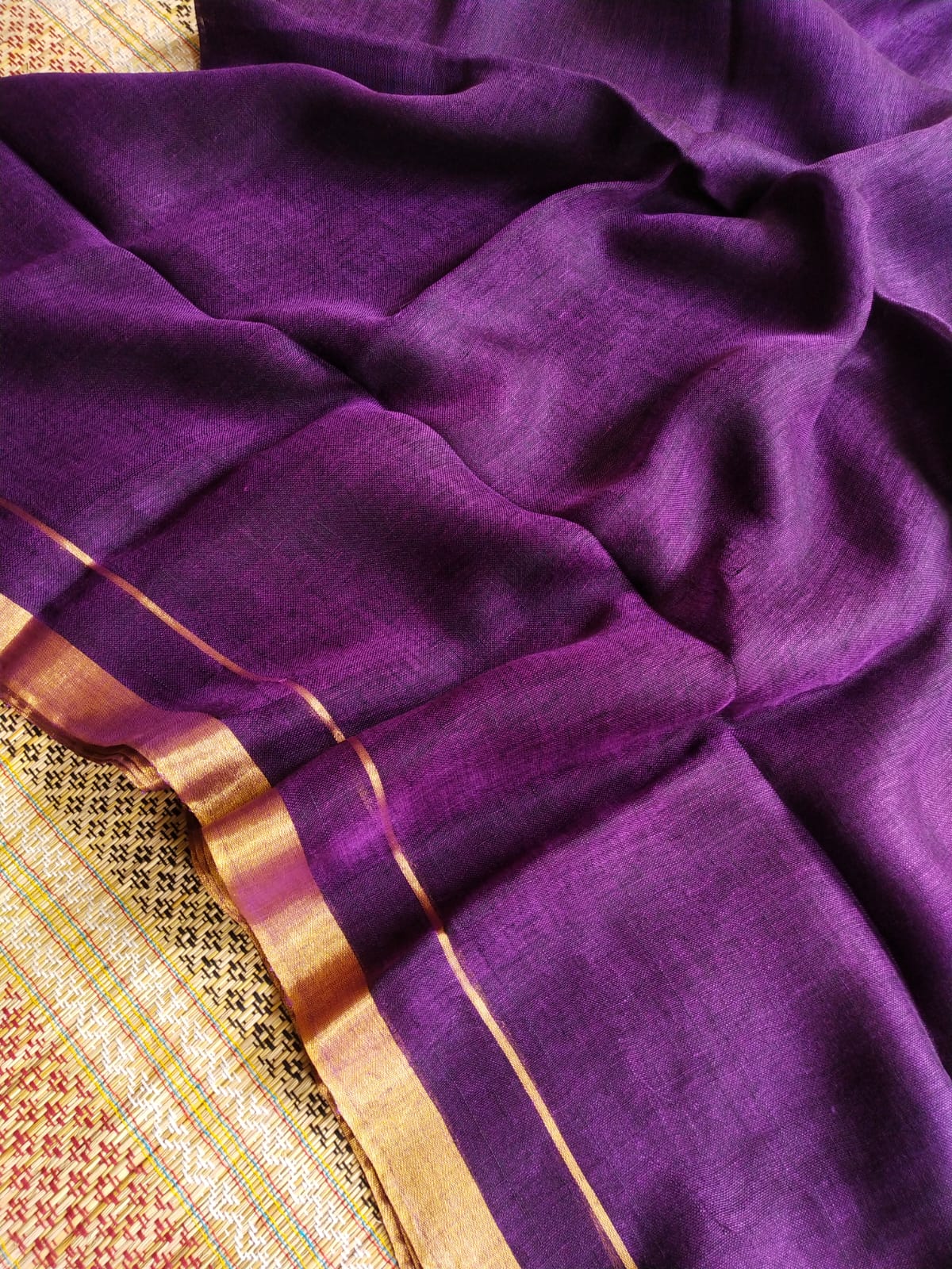 Pure Linen by Linen Handwoven Plain Saree