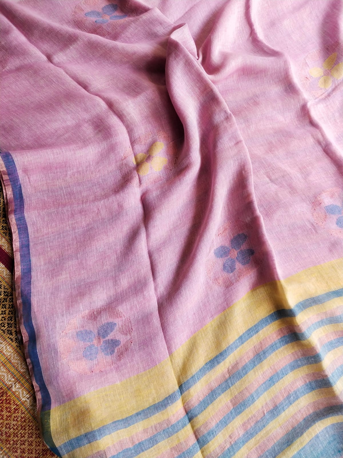 Pure Linen by Linen Patli Pallu Check Jamdani Saree