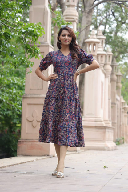 Purple Exclusive Bagru Hand Block Printed One-Piece Dress