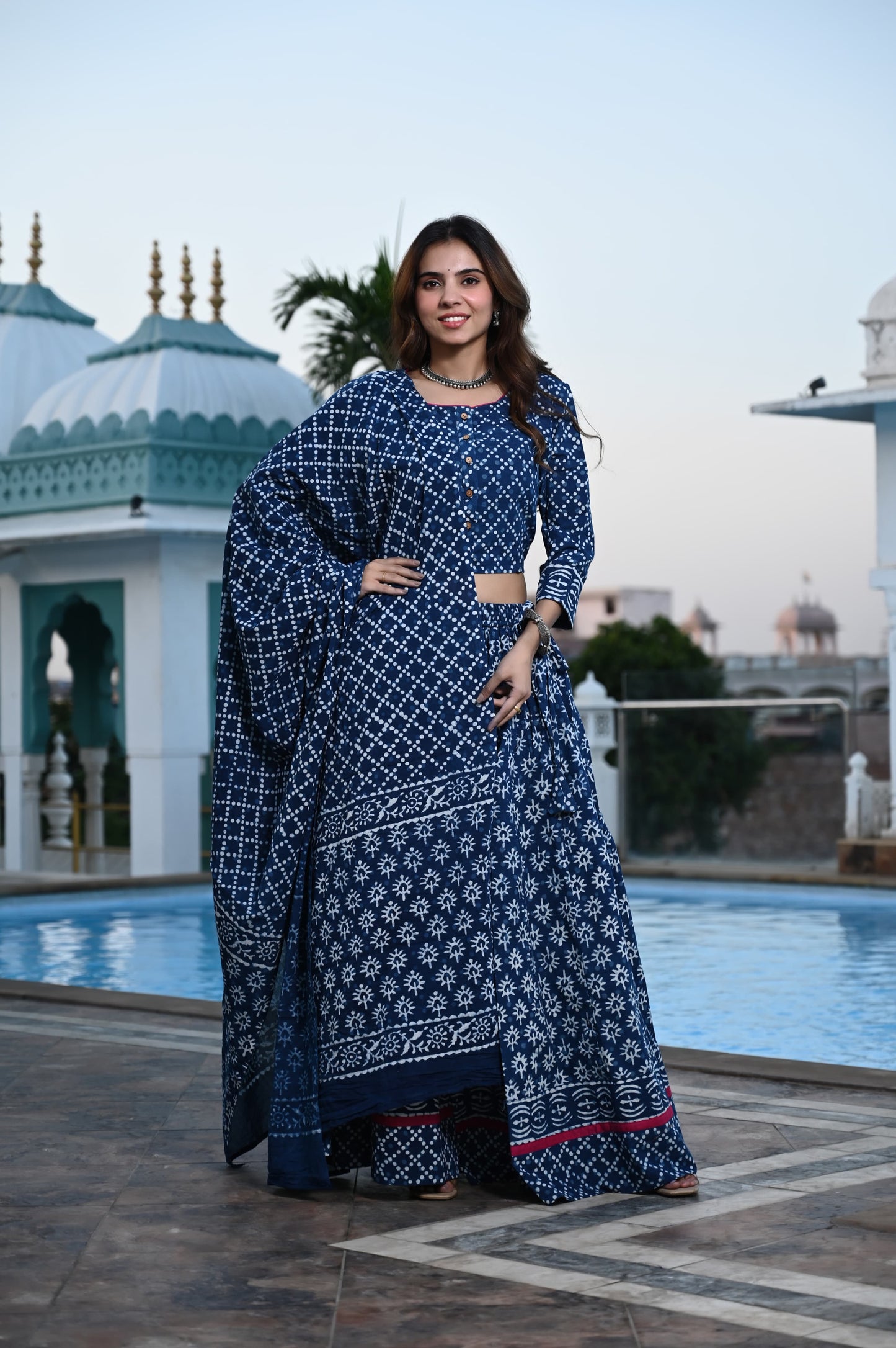 Blue Gopi: Special Bagru Hand Block Printed Chaniya Choli Set