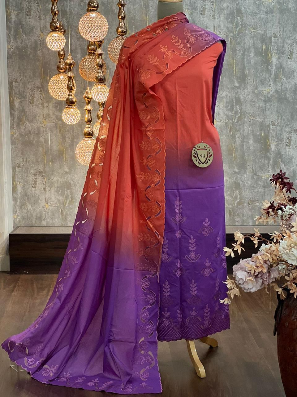 Tie-Dye Cotton Kurta & Kota Dupatta Set